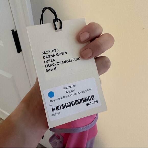 NWT Brogger Pink Orange Long Gown Maxi Dress Medium - Picture 12 of 14